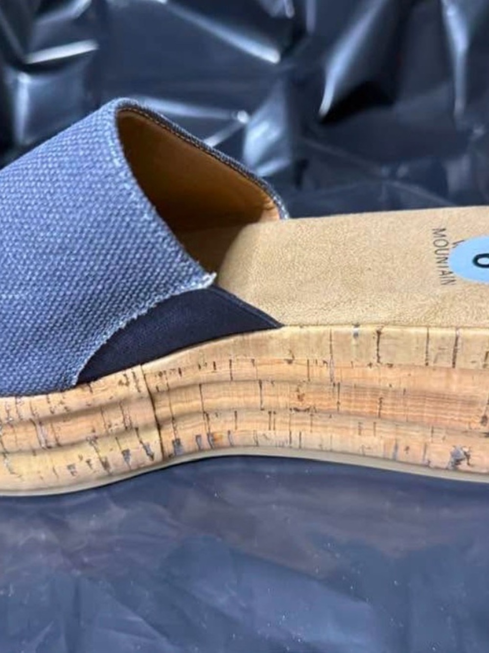 White Mountain Blue Canvas Cork Wedge Slide Sandals - Women